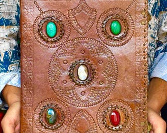 600 PAGES Embossed Leather Journal: Tree of Life Grimoire, Blank Book of Shadows