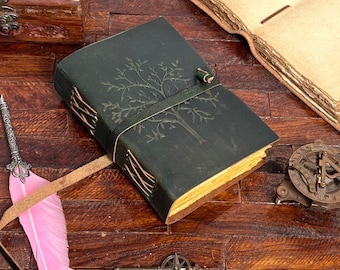 Embossed Leather Tree of Life Journal: Handmade Grimoire, Book of Shadows