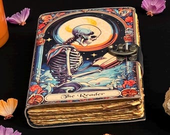 The Reader Leather Journal – Gothic Tarot Grimoire, Blank Book of Shadows