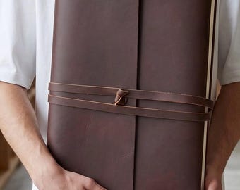 Cuaderno de cuero extragrande A3 – Cuaderno de bocetos hecho a mano / Cuaderno extragrande / Personalización GRATUITA con nombre, logotipo, monograma y nombre largo.