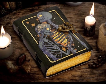 Leather Grimoire Journal: Gothic Skull, Deckle Edge Paper