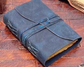 Cuaderno de cuero vintage con estilo antiguo / Papel hecho a mano con bordes irregulares