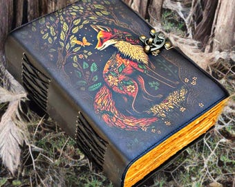 Fox Leather Grimoire Journal: Vintage Spell Book of Shadows