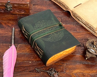 Leather Journal Tree of life handmade leather grimoire book of shadows embossed bound  wicca pagan notebook travel diary blank spell book