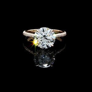 Ice Crushed 3 CT Round Lab Diamond Ring: Solid Gold Engagement Ring