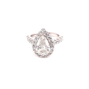 3 CT Pear Cut Moissanite Ring: Victorian Style, Solid Gold Engagement Ring