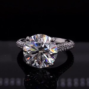 Ice Crushed Moissanite Ring: 3CT Round Cut, Solid Gold Anniversary Ring