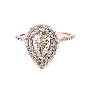 Two Tone Pear Cut 3 CT Moissanite Engagement Ring: 10K Gold