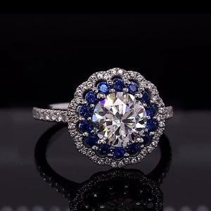 3 CT Round Moissanite Halo Ring: Solid Gold Engagement Ring