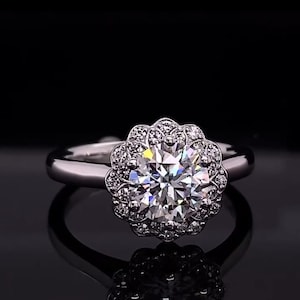 3 CT Round Moissanite Halo Ring: Solid Gold Engagement, Wedding, Anniversary