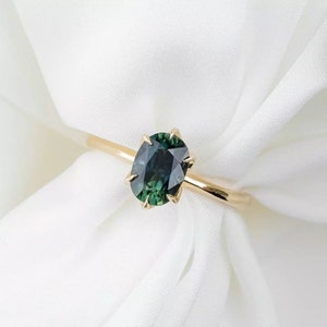 2 CT Green Sapphire Oval Cut Diamond 10K 14K 18K Solid White Yellow and Rose Gold Engagement Ring Green Diamond Ring Oval Sapphire Ring