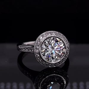 Ice Crushed Moissanite Engagement Ring: Bezel Setting, 10K Gold