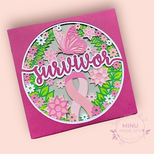 3D-kaart voor overlevende van kanker cadeau voor overlevende van kanker wenskaart voor borstkanker roze lint kaart handgemaakte kaart inspirerende citaat kaart