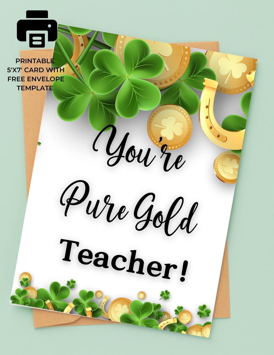 Printable St Patrick’s Day Card for Teachers Greeting Cards for Clover ...