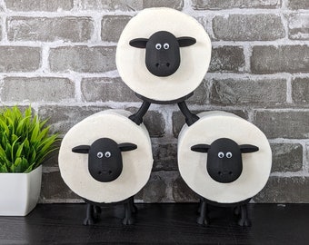 Toilet paper holder sheep - Shawn, bathroom decoration black, toilet roll holder toilet, replacement roll holder decoration, toilet paper holder