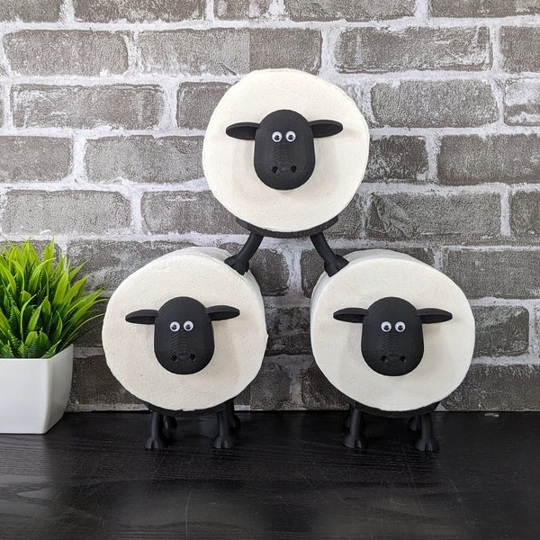 Portarrollos oveja - Shawn, decoración baño negro, portarrollos inodoro, decoración portarrollos recambio, portarrollos