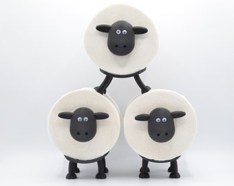 Shawn badkamerdecoratie schaap set van 3, toiletrolhouder schaap, gastentoilet souvenir, reserverolhouder, stapelbare toiletrolhouder