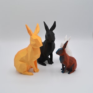 Laag poly paashaas, paasdecoratie, decoratief item, paascadeau, laag poly figuur, paascadeau, modern paasfiguur