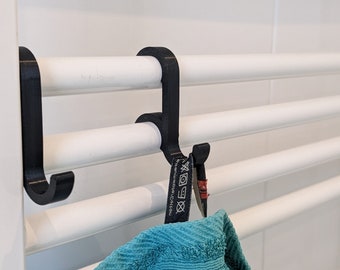 Towel holder hook, holder for towel radiator, universally usable, set of 2 black