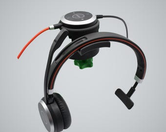 Headset / Kopfhörer Halterung für Schreibtisch inklusive Controller Halterung kompatibel mit z.B. Jabra Evolve Serie / Homeoffice