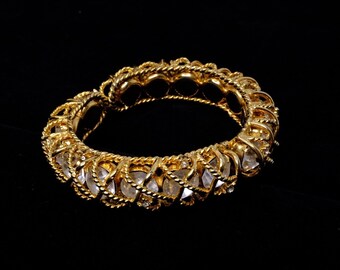 Hattie Carnegie Bracelet Gold tone with Large Rhinestones Vintage