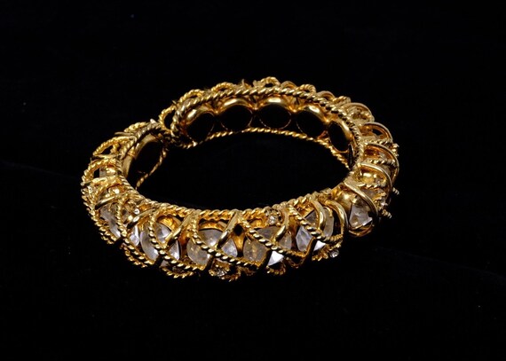 Hattie Carnegie Bracelet Gold tone with Large Rhi… - image 1