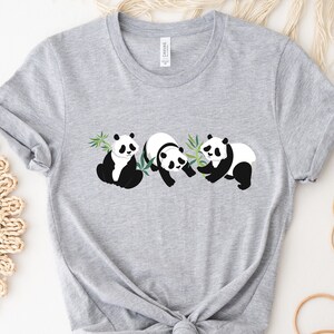 Cute Panda Mama Bear Shirt & Two Cubs Floral Love T-Shirt
