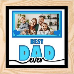 Bester Vater aller Zeiten Bilderrahmen oder Shadow Box SVG für Cricut, Multi-Fotorahmen SVG Geschenk für Papa, anpassbarer 3d Vatertag SVG-Bilderrahmen