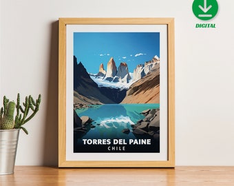 Torres del Payne - Chile - Patagonia - Argentina - Poster - Minimalist Nature Poster - Travel Print - Nature Wall Art