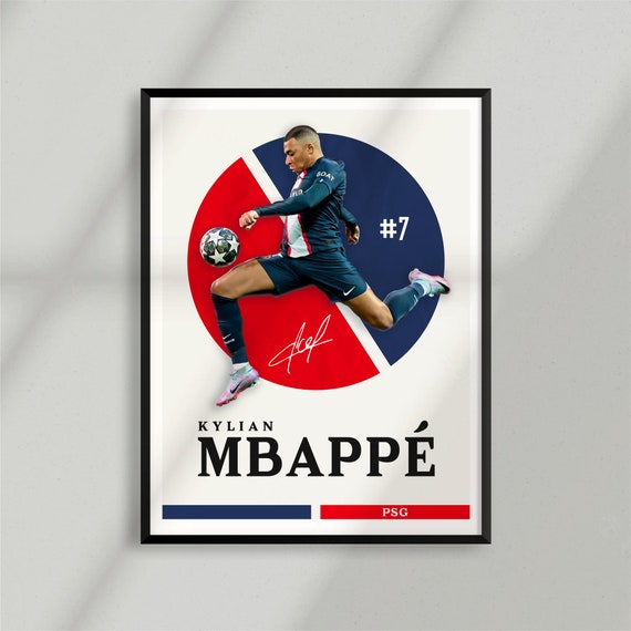 Kylian Mbappe Poster Football Poster Football Print A2 A4 A3 Picture Wall  Art Poster Gift Soccer Poster Boys Room Poster PSG 