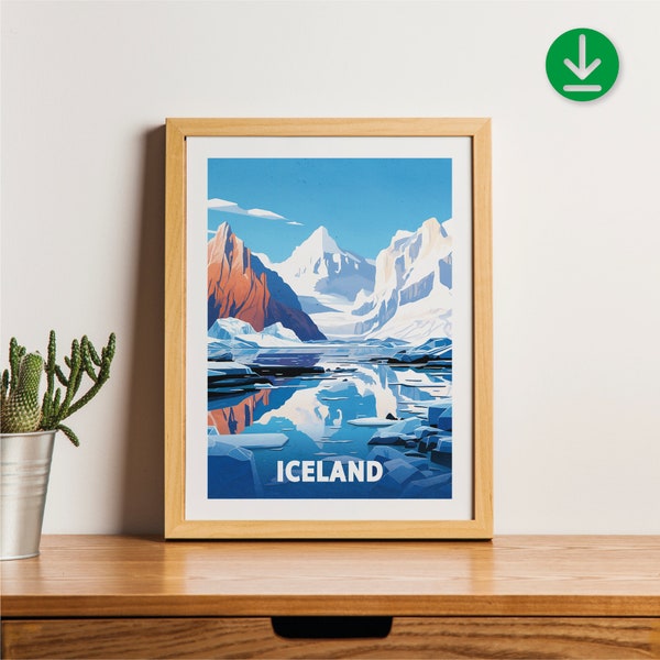 Lake in Iceland - Landscape - Poster - Minimalist Nature Poster - Travel Print - Nature Wall Art