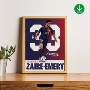 Sport Design Warren Zaïre-Emery PSG Paris les Bleus France Poster 2 designs inclus image 1