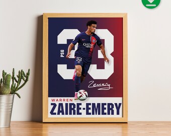 Sport Design - Warren Zaïre-Emery - PSG - Paris - les Bleus - France - Poster - 2 designs inclus