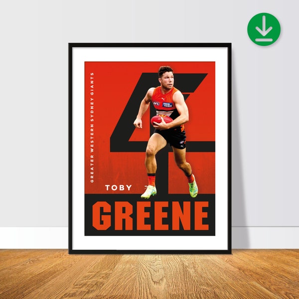 Sport Design - Toby Greene, GWS Giants, Australian Football - Poster - Print - Digital File
