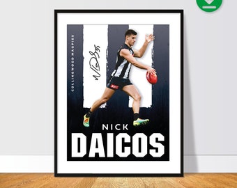 Sport Design - Nick Daicos, Collingwood Magpies, Australian Football - Poster - Print - Digital