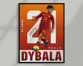 Sport Design - Paulo Dybala - Argentine - Affiche AS Roma - Art minimaliste - Homme des cavernes - Téléchargement numérique