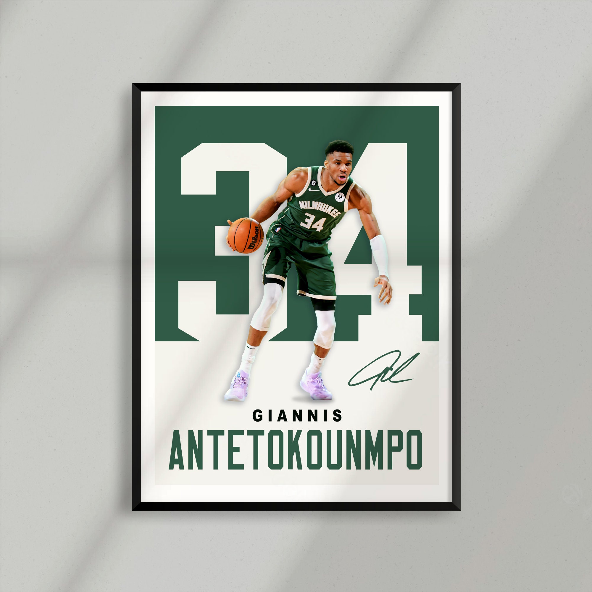 Giannis Antetokounmpo Signed NBA 75 Bucks Auto Nike "Earned