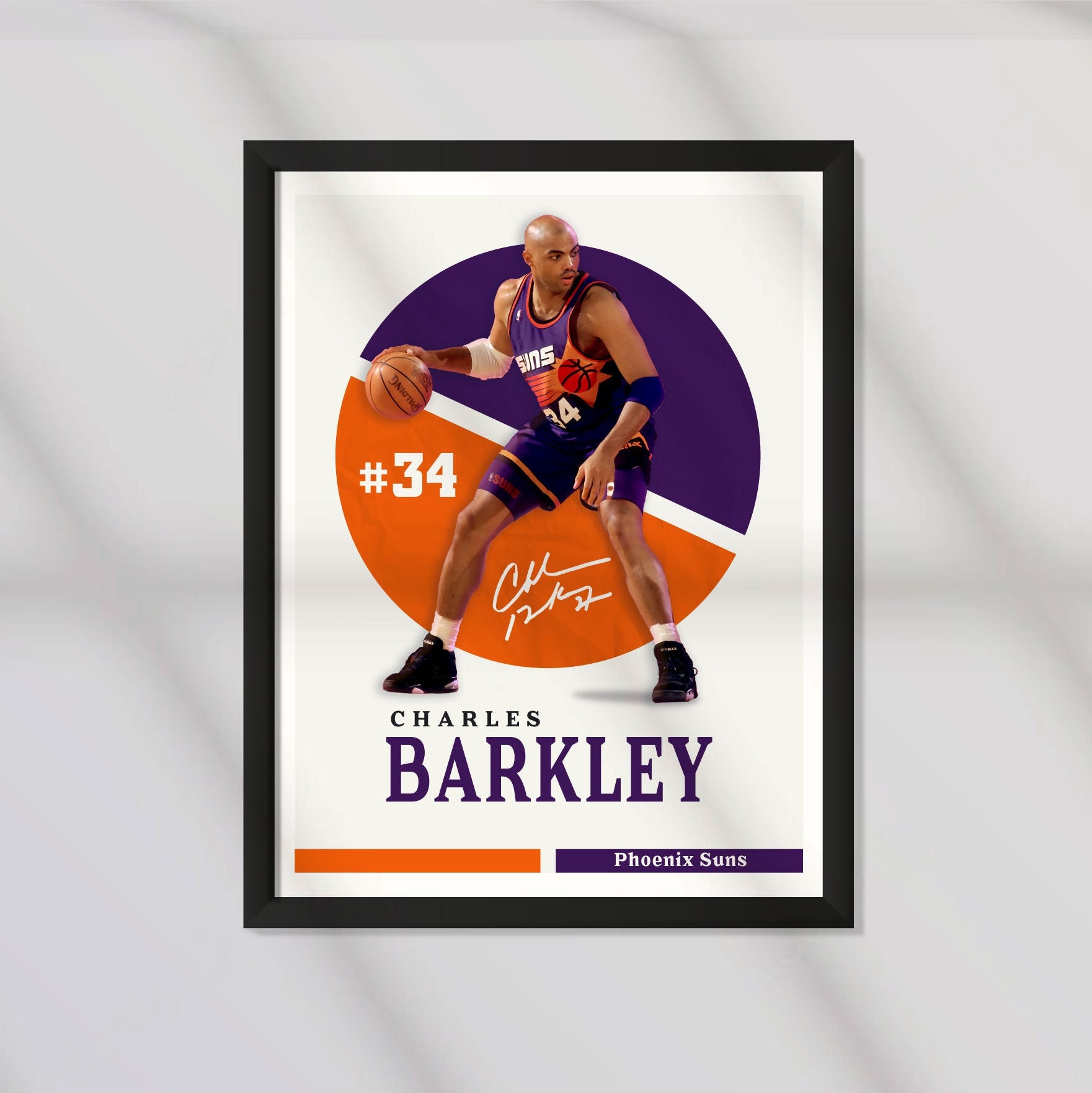Bootleg Handmade Phoenix Suns Jersey #34 Barkley Custom Patches Sewn On  Small Fit