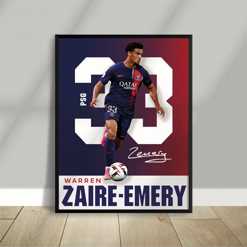Sport Design Warren Zaïre-Emery PSG Paris les Bleus France Poster 2 designs inclus image 9