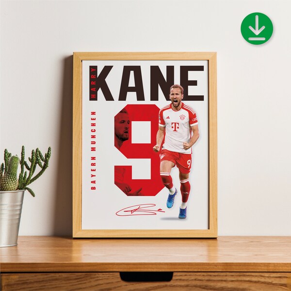 Sport Design - Harry Kane - Fußball - England - FC Bayern München - Sport - Poster Kunstdruck - Digital Download