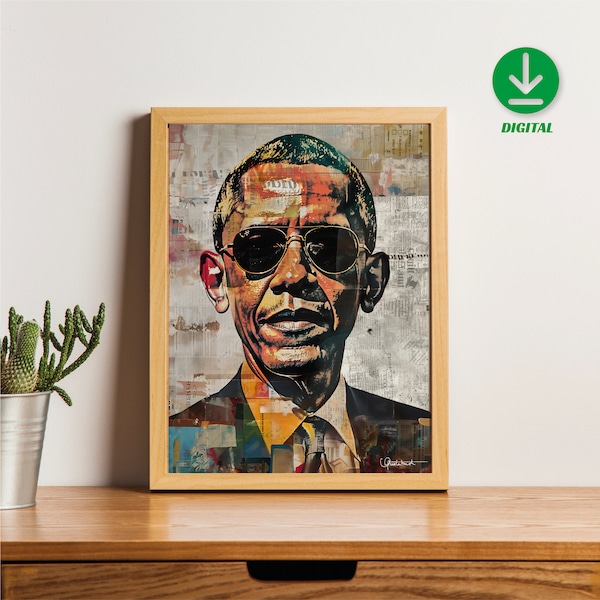 Collage & Painting Art - Barack Obama - US President - POTUS - Democrat  - Quote - Motivational - Digital Download