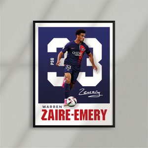 Sport Design Warren Zaïre-Emery PSG Paris les Bleus France Poster 2 designs inclus image 2
