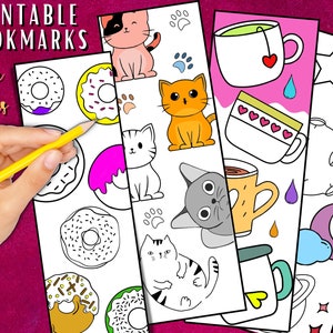 Cute Bookmarks, Coloring Bookmarks For Kids, Classroom Students Homeschool Activity, Kindergarten Coloring ,Printable Digital Bookmarks
