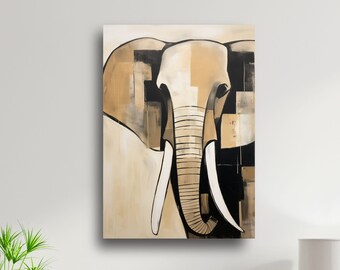 African Elephant Printable Art, Safari Wall Decor, DIY Jungle Animal Nature Scene, Farmhouse Style Digital Download