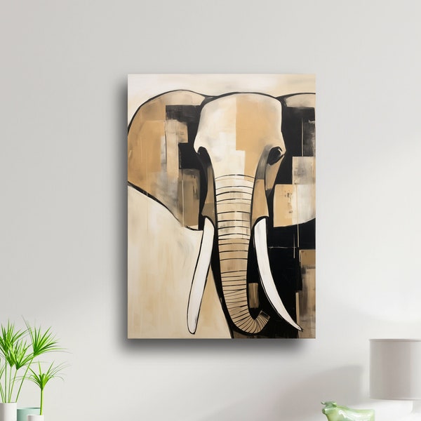 African Elephant Printable Art, Safari Wall Decor, DIY Jungle Animal Nature Scene, Farmhouse Style Digital Download