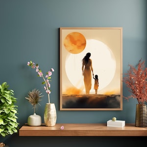 Inner Child Spiritual Wall Art— Minimalist Mother & Child Healing Print, Gentle Symbolic Artwork for Therapist or Meditation Space