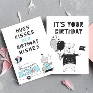 12 pack Birthday Cards, kids birthday cards, cute cards, children's birthday cards,printable birthday cards,happy birthday,cute animal cards