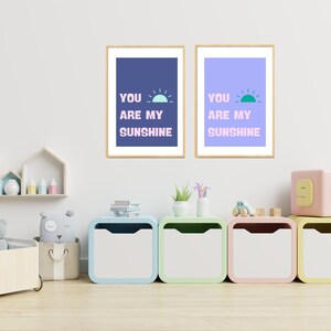 2 x You Are My Sunshine Prints,Bright Kids Print,Kids Nursery Quote,Playroom Art,Kids Wall Art,Instant Download,Digital Print,Kids Quote