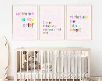 Set of 5 Kids Quote Prints, Welcome To My Crib, Kids Wall Art, Quote Poster, Instant Download, Kids Decor, Alphabet Poster, Digital Print