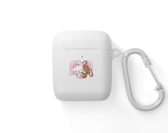 Housse pour AirPods et AirPods Pro Kawaii rose, beige et marron Lapins mignons